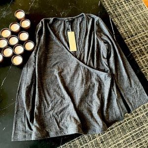 Banana Republic Gray Ribbed Wrap Top